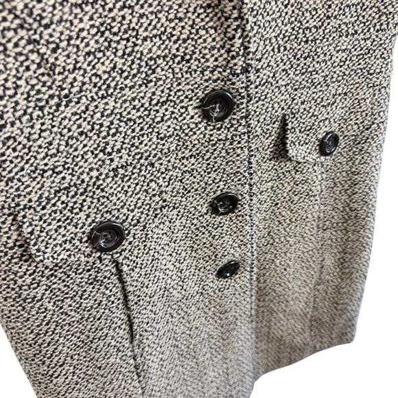 Giacca Wool Blend Tan Brown Long Length Collared Tweed Pea Coat Size M - Picture 3 of 6